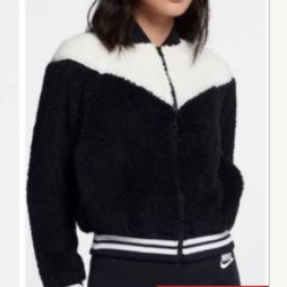 NIKE SHERPA ZIP UP BOMBER JACKET WITH POCKETS SIZE XS - Picture 8 of 9